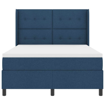 Postel S Boxspringem S Polštářem Modrá 190 X 140 Cm Textil