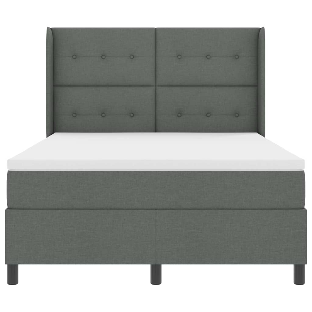 Postel S Boxspringem S Polštářem Tmavě Šedá 200 X 140 Cm Textil
