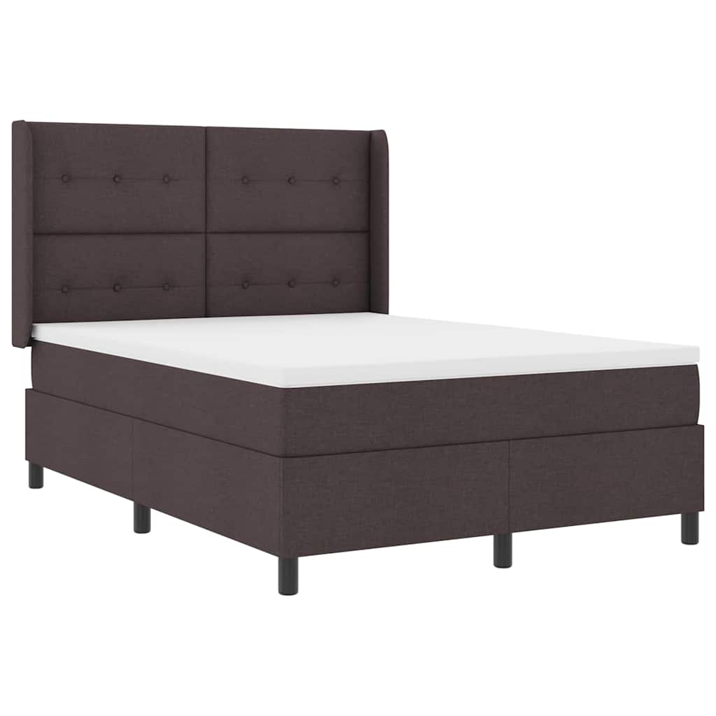 Postel S Boxspringem S Čelo Tmavě Hnědá 200 X 140 Cm Textil