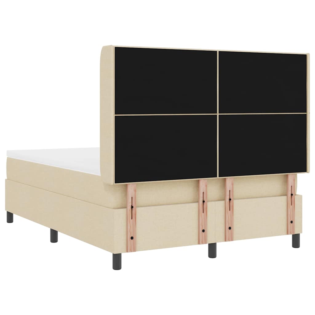 Postel S Boxspringem S Polštářem Krémová 200 X 140 Cm Textil