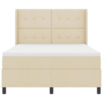 Postel S Boxspringem S Polštářem Krémová 200 X 140 Cm Textil