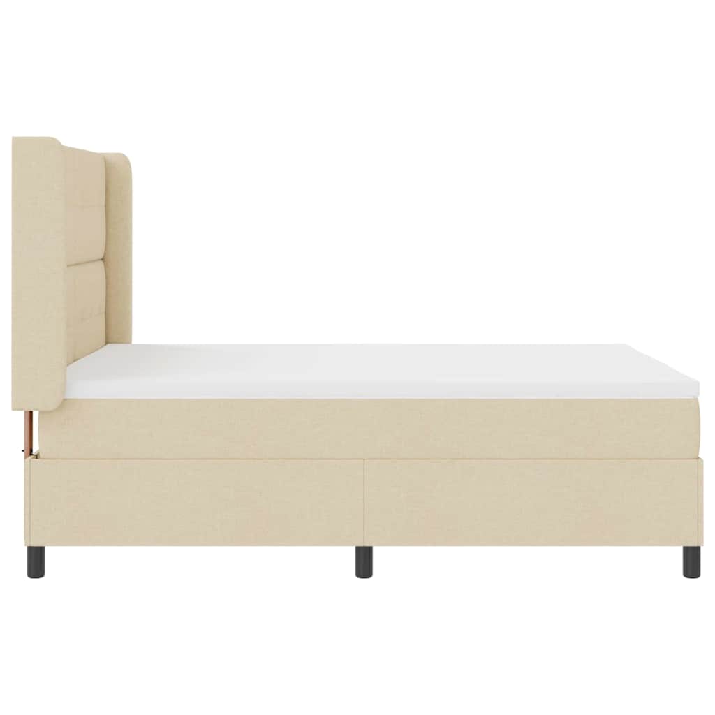 Postel S Boxspringem S Polštářem Krémová 200 X 140 Cm Textil