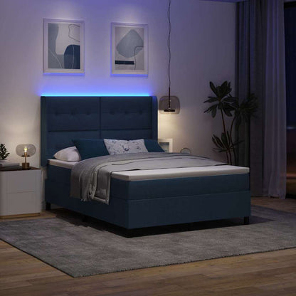 Postel S Boxspringem S Polštářem Modrá 200 X 140 Cm Textil