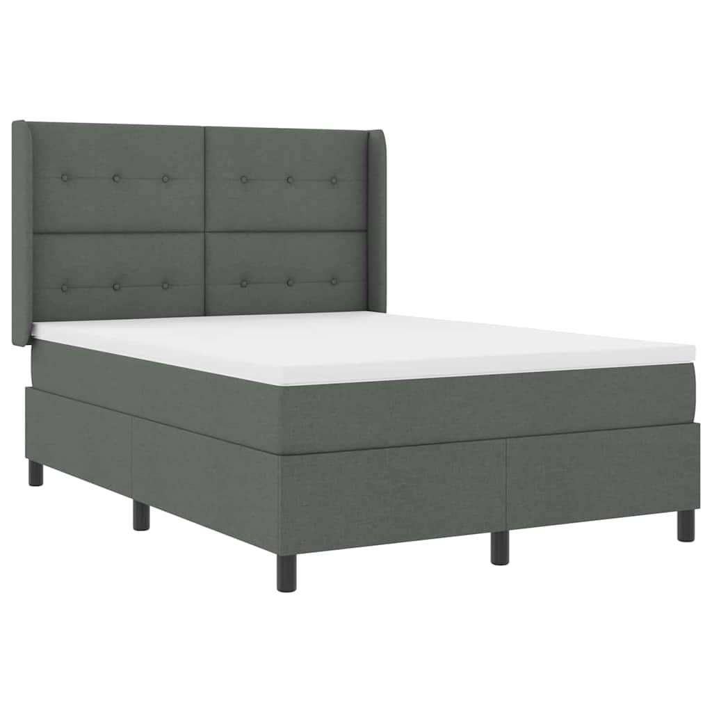 Postel S Boxspringem S Polštářem Tmavě Šedá 200 X 160 Cm Textil