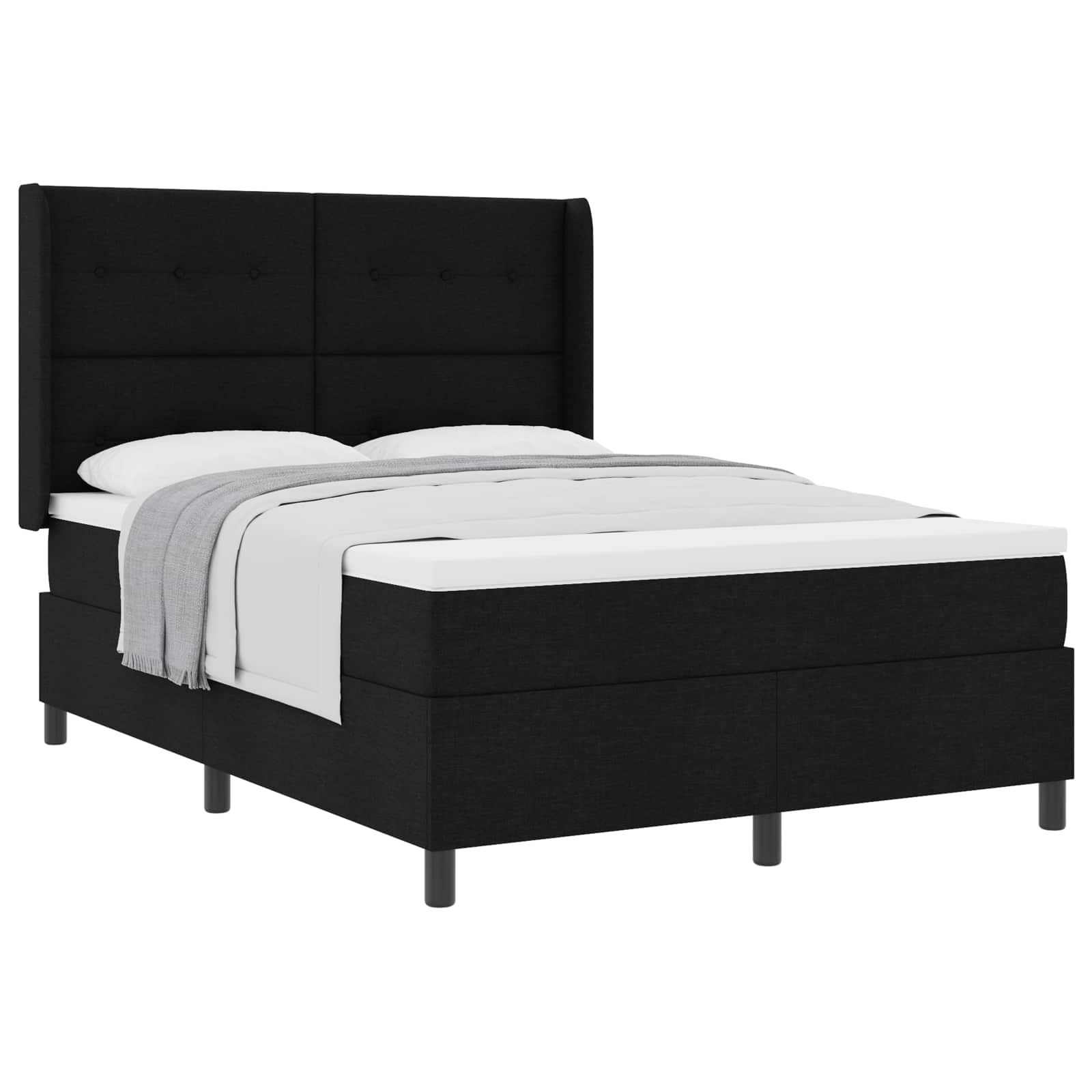 Postel S Boxspringem S Polštářem Černý 200 X 160 Cm Textil