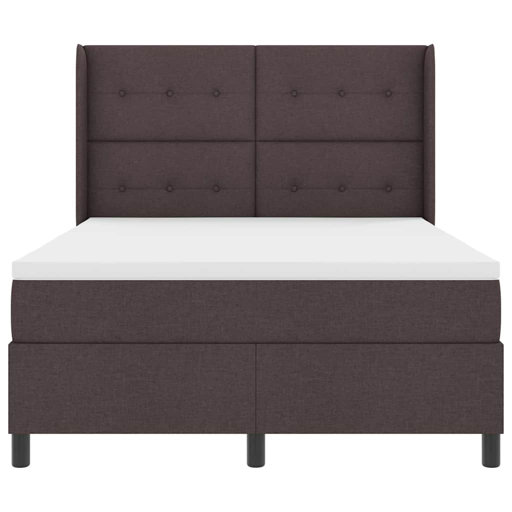 Postel S Boxspringem S Čelo Tmavě Hnědá 200 X 160 Cm Textil