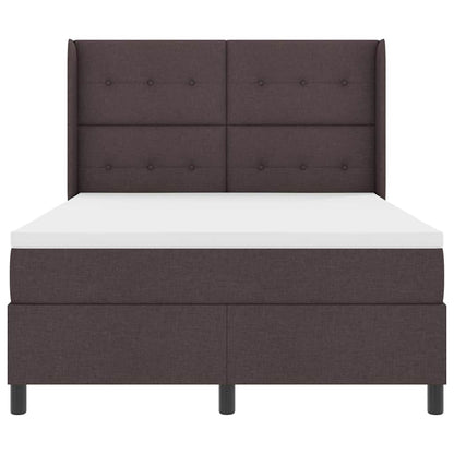 Postel S Boxspringem S Čelo Tmavě Hnědá 200 X 160 Cm Textil
