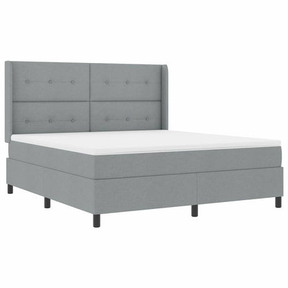Postel S Boxspringem S Čelo Světle Šedá 200 X 180 Cm Textil