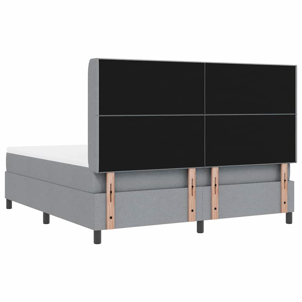 Postel S Boxspringem S Čelo Světle Šedá 200 X 180 Cm Textil