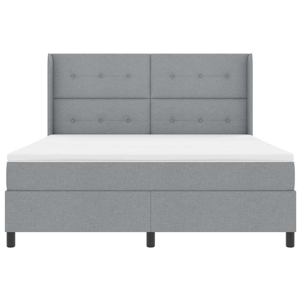 Postel S Boxspringem S Čelo Světle Šedá 200 X 180 Cm Textil
