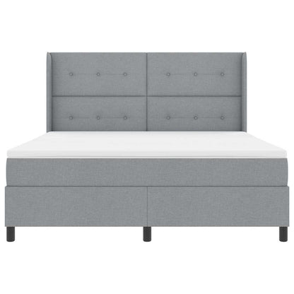 Postel S Boxspringem S Čelo Světle Šedá 200 X 180 Cm Textil