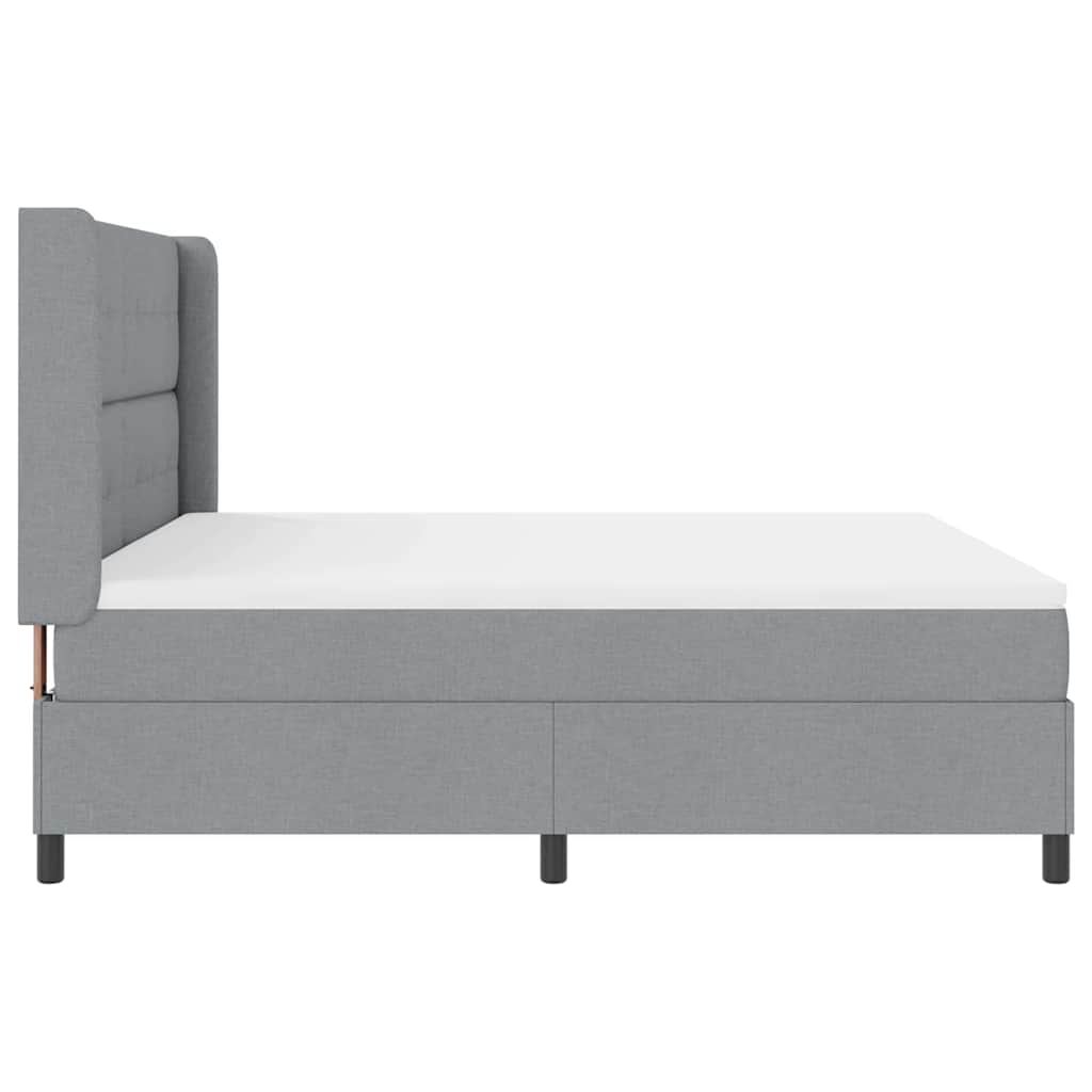 Postel S Boxspringem S Čelo Světle Šedá 200 X 180 Cm Textil