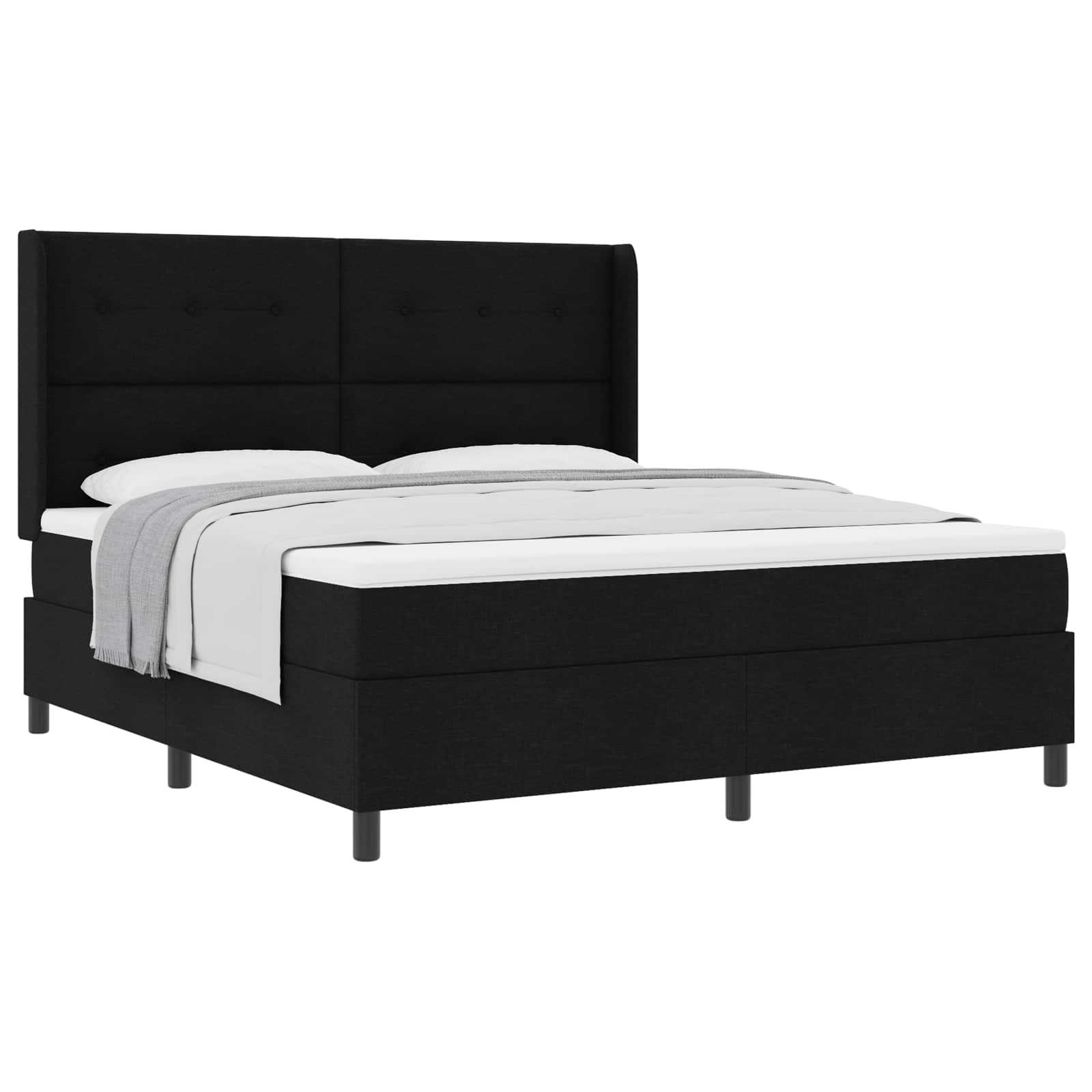 Postel S Boxspringem S Polštářem Černý 200 X 180 Cm Textil