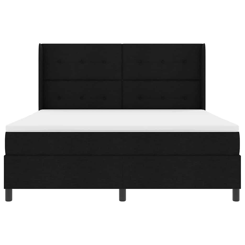 Postel S Boxspringem S Polštářem Černý 200 X 180 Cm Textil