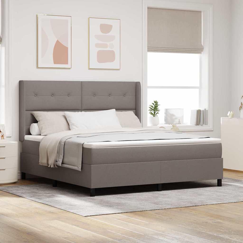 Postel S Boxspringem S Polštářem Taupe 200 X 180 Cm Textil