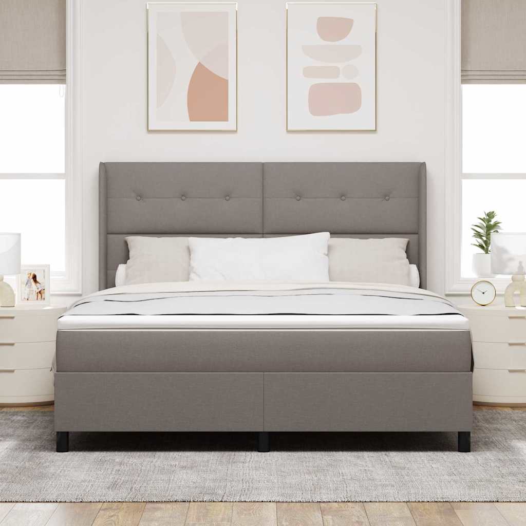 Postel S Boxspringem S Polštářem Taupe 200 X 180 Cm Textil