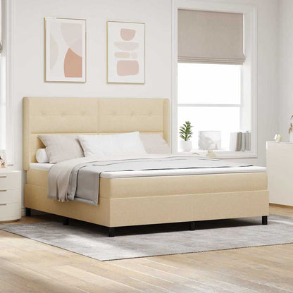 Postel S Boxspringem S Polštářem Krémová 200 X 180 Cm Textil