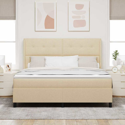 Postel S Boxspringem S Polštářem Krémová 200 X 180 Cm Textil