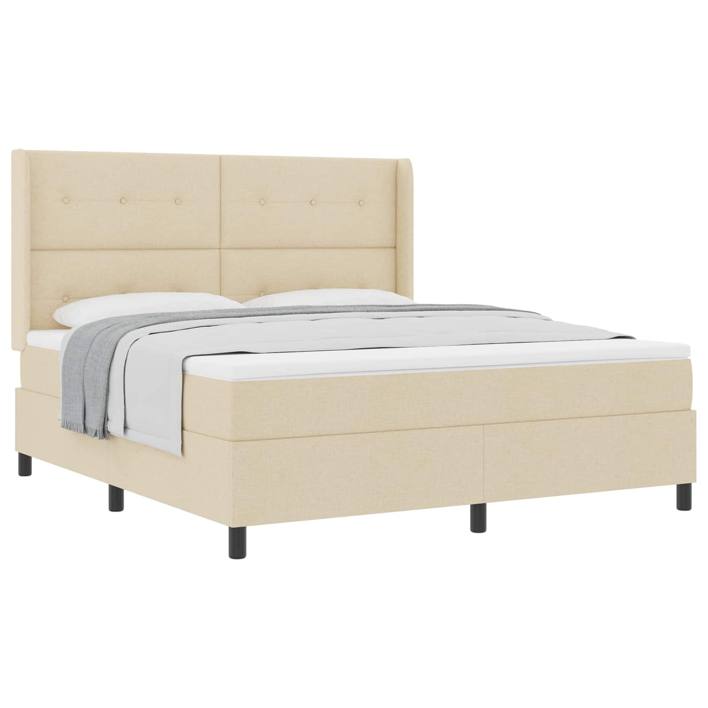 Postel S Boxspringem S Polštářem Krémová 200 X 180 Cm Textil