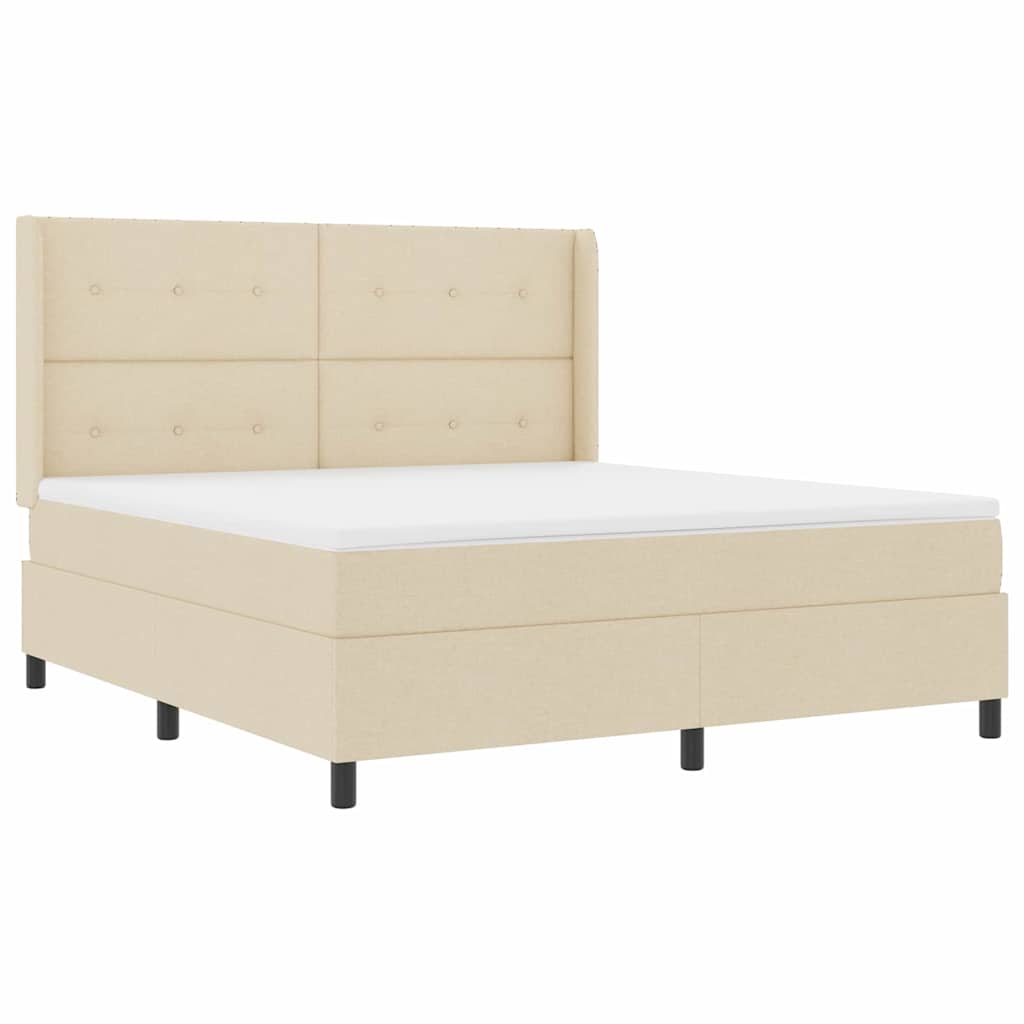 Postel S Boxspringem S Polštářem Krémová 200 X 180 Cm Textil