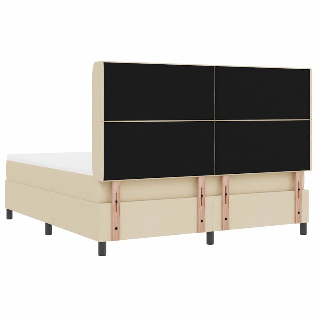 Postel S Boxspringem S Polštářem Krémová 200 X 180 Cm Textil