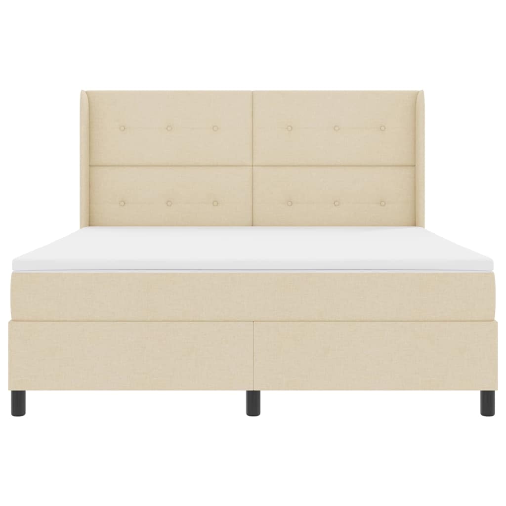 Postel S Boxspringem S Polštářem Krémová 200 X 180 Cm Textil