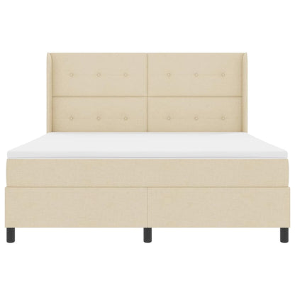 Postel S Boxspringem S Polštářem Krémová 200 X 180 Cm Textil