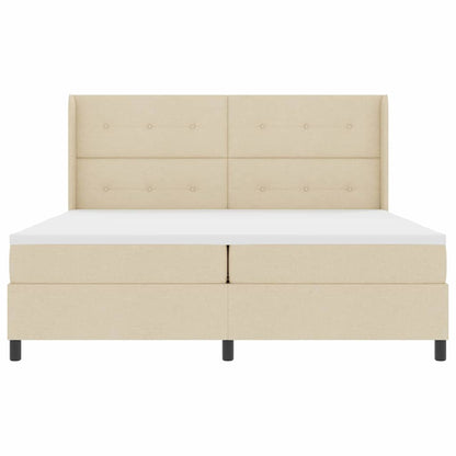 Postel S Boxspringem S Polštářem Krémová 200 X 200 Cm Textil