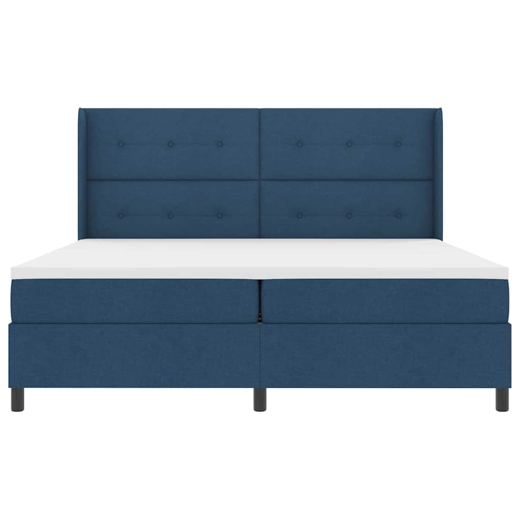 Postel S Boxspringem S Polštářem Modrá 200 X 200 Cm Textil