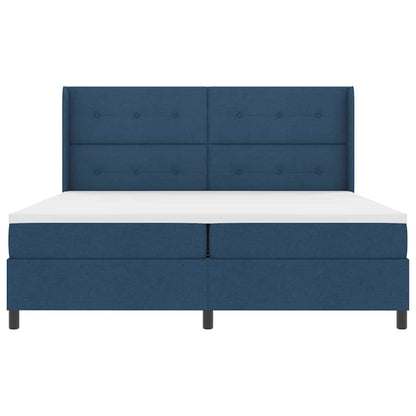 Postel S Boxspringem S Polštářem Modrá 200 X 200 Cm Textil