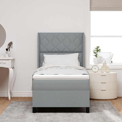 Postel S Boxspringem S Čelo Světle Šedá 200 X 100 Cm Textil