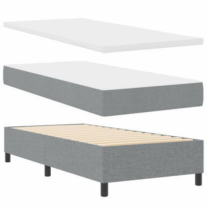 Postel S Boxspringem S Čelo Světle Šedá 200 X 100 Cm Textil