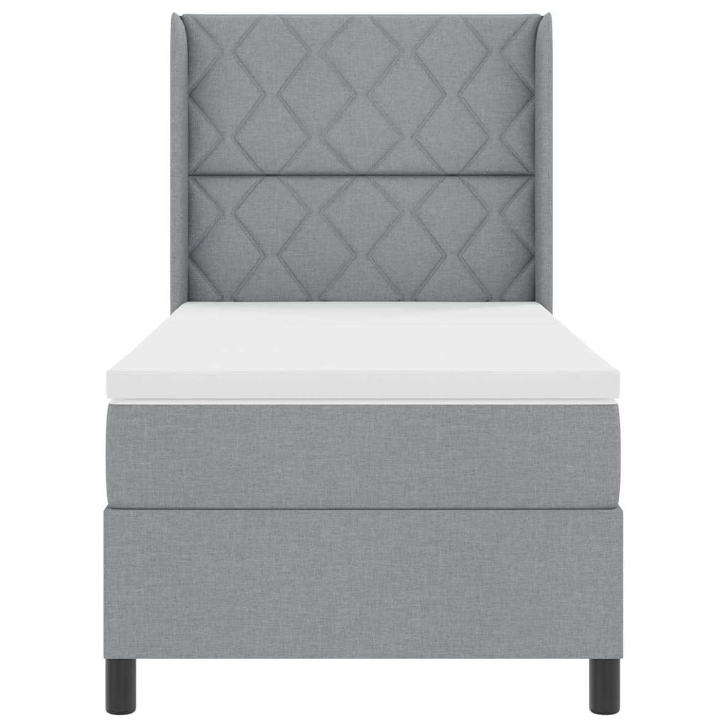 Postel S Boxspringem S Čelo Světle Šedá 200 X 100 Cm Textil
