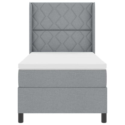 Postel S Boxspringem S Čelo Světle Šedá 200 X 100 Cm Textil