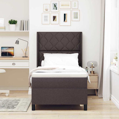 Postel S Boxspringem S Čelo Tmavě Hnědá 200 X 100 Cm Textil