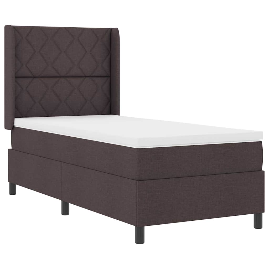 Postel S Boxspringem S Čelo Tmavě Hnědá 200 X 100 Cm Textil