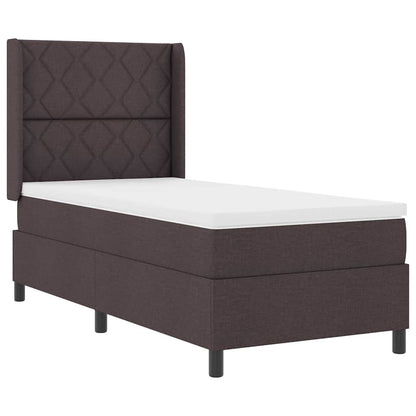 Postel S Boxspringem S Čelo Tmavě Hnědá 200 X 100 Cm Textil