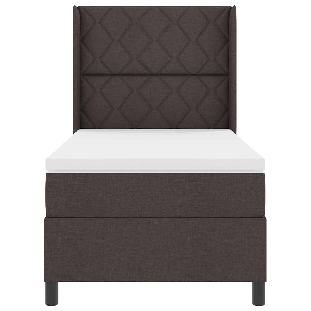 Postel S Boxspringem S Čelo Tmavě Hnědá 200 X 100 Cm Textil