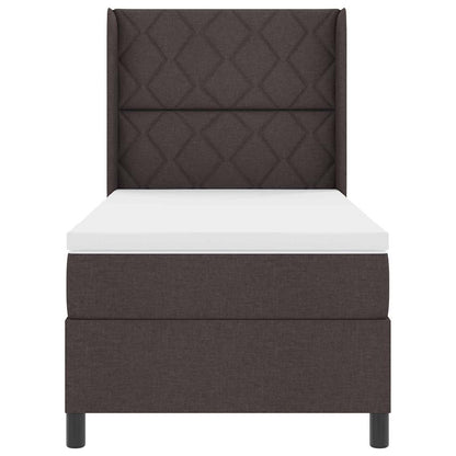 Postel S Boxspringem S Čelo Tmavě Hnědá 200 X 100 Cm Textil