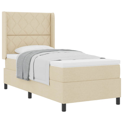 Postel S Boxspringem S Polštářem Krémová 200 X 100 Cm Textil