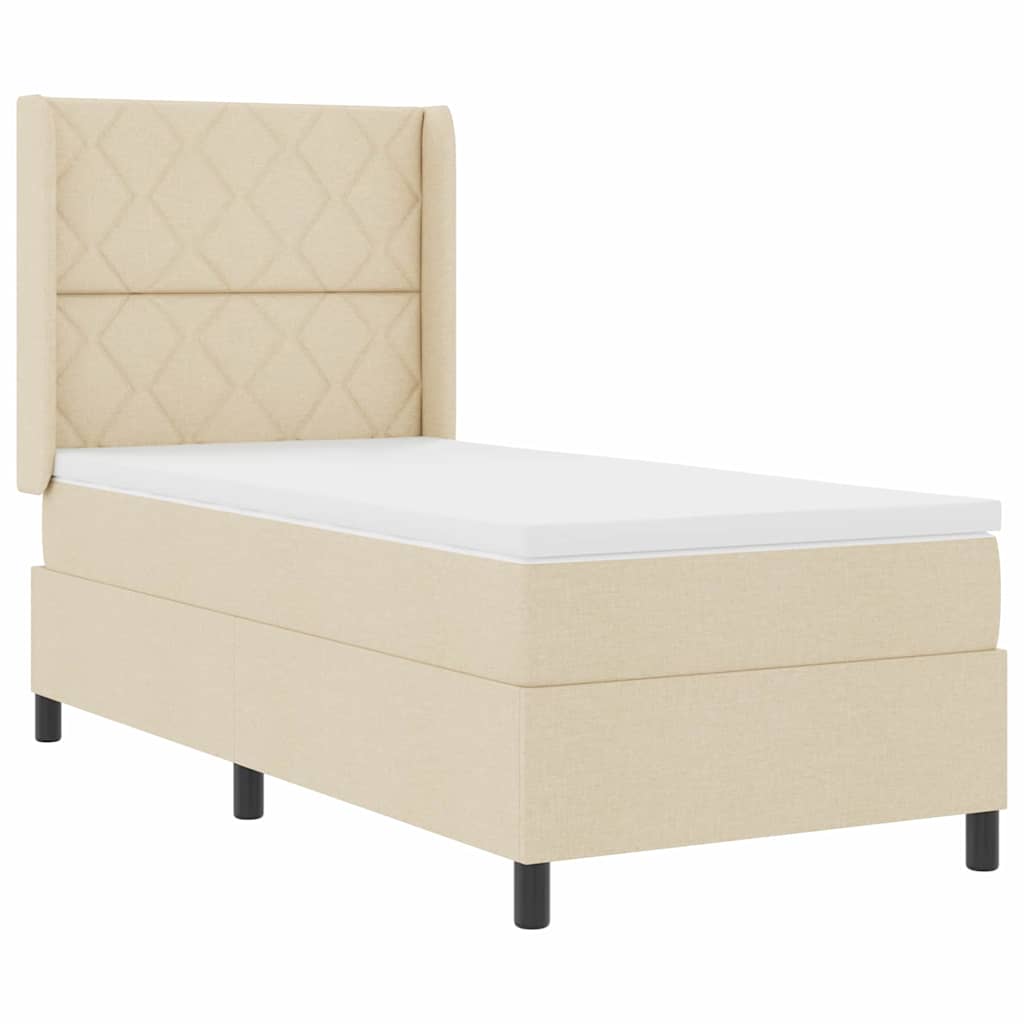 Postel S Boxspringem S Polštářem Krémová 200 X 100 Cm Textil