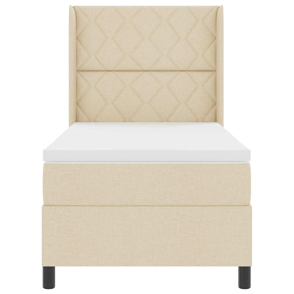 Postel S Boxspringem S Polštářem Krémová 200 X 100 Cm Textil