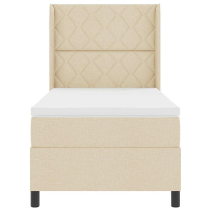 Postel S Boxspringem S Polštářem Krémová 200 X 100 Cm Textil
