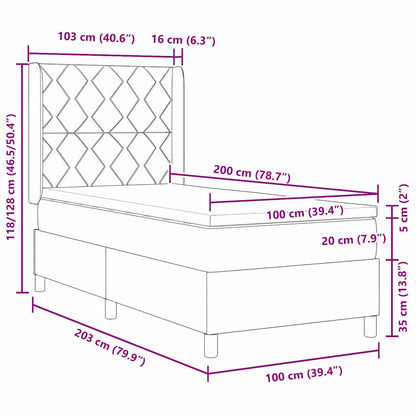 Postel S Boxspringem S Polštářem Krémová 200 X 100 Cm Textil