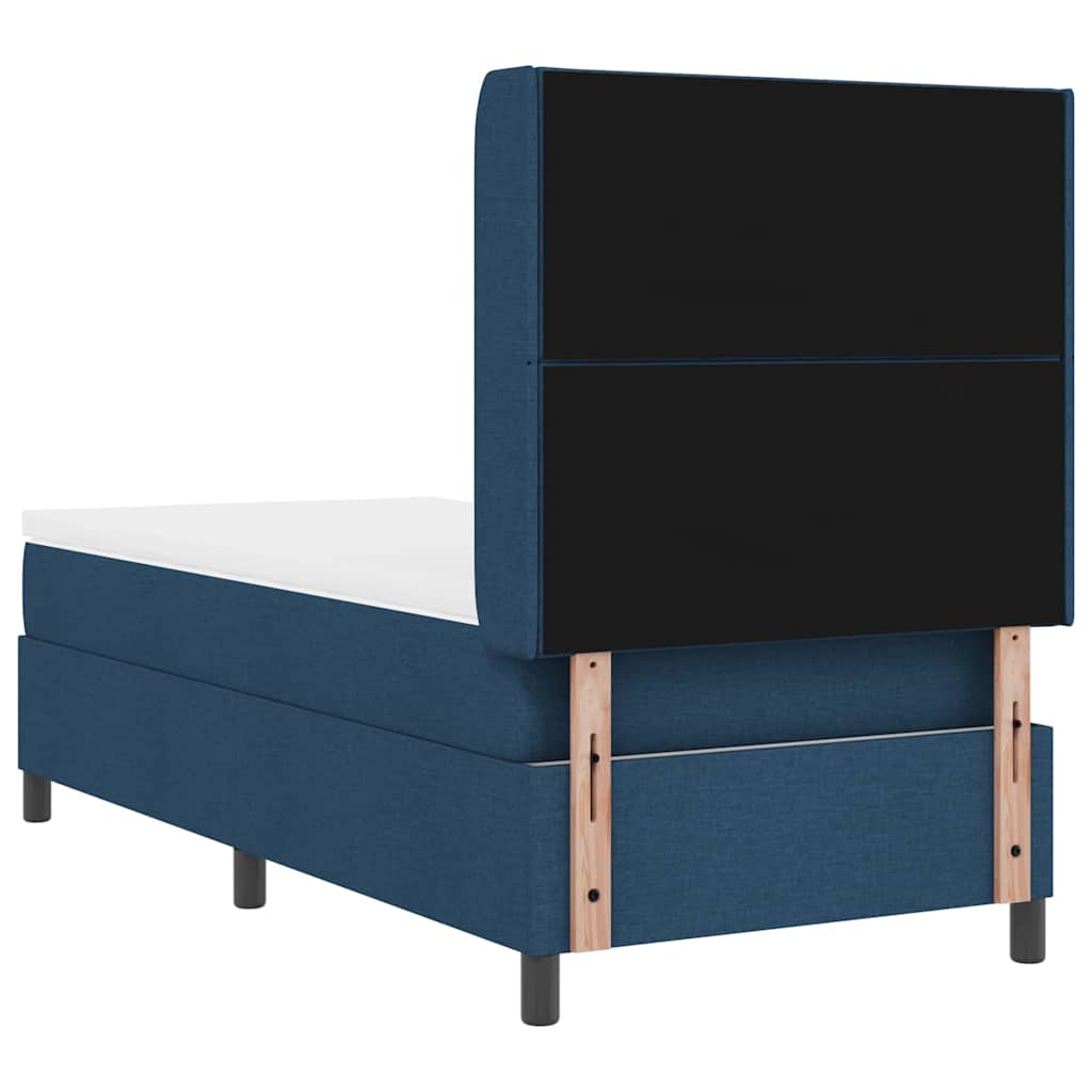 Postel S Boxspringem S Čelo Modrá 200 X 100 Cm Textil