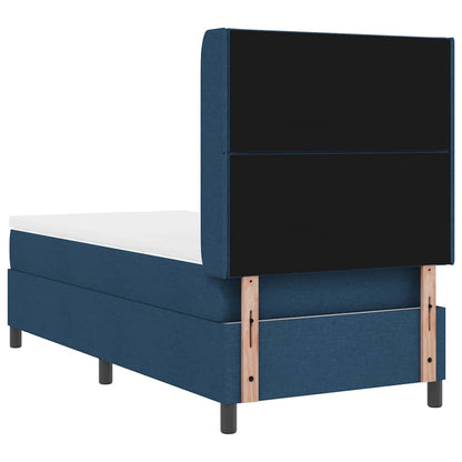 Postel S Boxspringem S Čelo Modrá 200 X 100 Cm Textil
