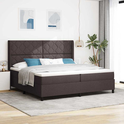 Postel S Boxspringem S Čelo Tmavě Hnědá 200 X 200 Cm Textil