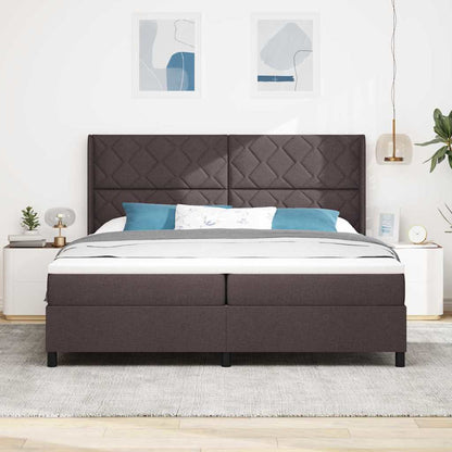 Postel S Boxspringem S Čelo Tmavě Hnědá 200 X 200 Cm Textil