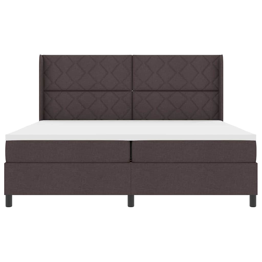 Postel S Boxspringem S Čelo Tmavě Hnědá 200 X 200 Cm Textil