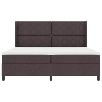 Postel S Boxspringem S Čelo Tmavě Hnědá 200 X 200 Cm Textil